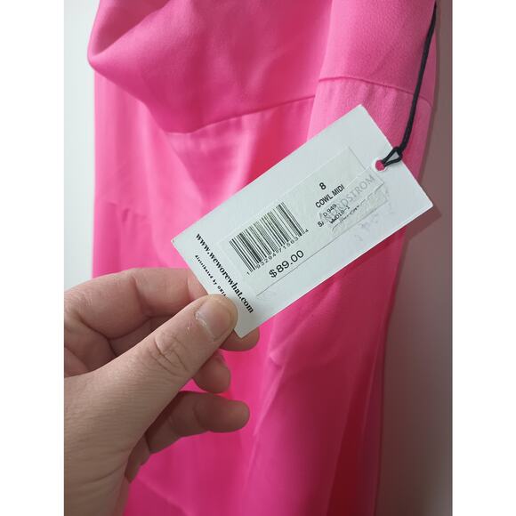 WeWoreWhat Pink Bodycon Dress Women Size 8 Cowl Midi NWT - Picture 3 of 7